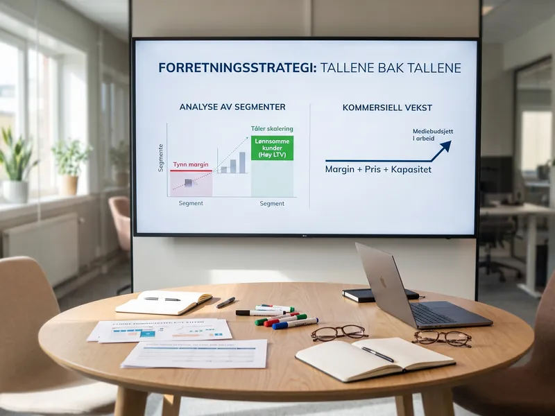 Skjerm med forretningsstrategi: tallene bak tallene
